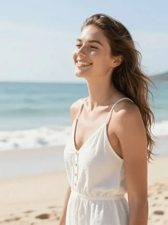 This is a stunning close-up photograph of a red-eyed tree frog, capturing its vibrant colors and intricate details with remarkable clarity. The frog is positioned on a large, dewy green leaf, its body angled slightly away from the viewer but its head turned to face us. Its most striking feature is its large, bulging red eye with a vertical black pupil, which seems to gaze intently. The frog's skin is a beautiful tapestry of colors: its head and the upper part of its back are a bright, almost lime green, transitioning into a striking orange on its lower back and legs. A band of iridescent blue runs along its side, separating the green from its pale, almost translucent underbelly. The entire surface of the frog and the leaf it rests on are covered in glistening water droplets, which catch the light and add a sense of freshness and life to the scene. The background is a soft, out-of-focus blend of green and teal, which makes the brightly colored frog stand out even more. The photograph is so detailed that you can see the texture of the frog's skin and the tiny suction pads on its orange feet. The overall effect is one of vibrant life and natural beauty, captured in a moment of quiet stillness.